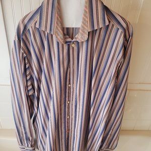Thomas Dean XL Multi-color strip button down shirt
